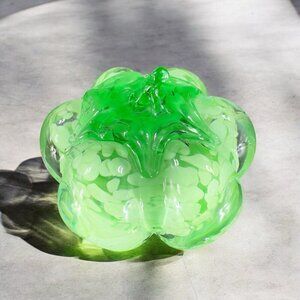 Blown Glass Green Fruit Figurine Paperweight Glass Squash Pumpkin Glass Decor